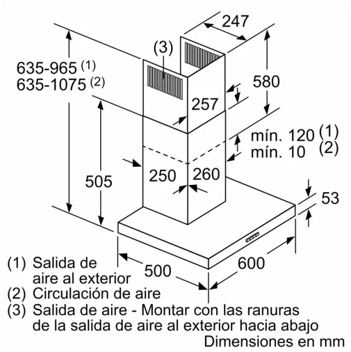 CAMPANA TIPO BOX 60CM ABSORCION 621M3/H  ACERO - BOSCH [DWB66BC50]