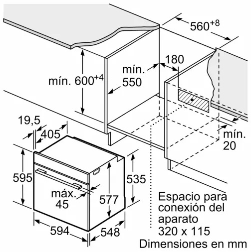 HORNO ELECTRICO EMPOTRABLE DE VAPOR MULTIFUNCION 60CM -INOXIDABLE- BOSCH [HRG635BS1]