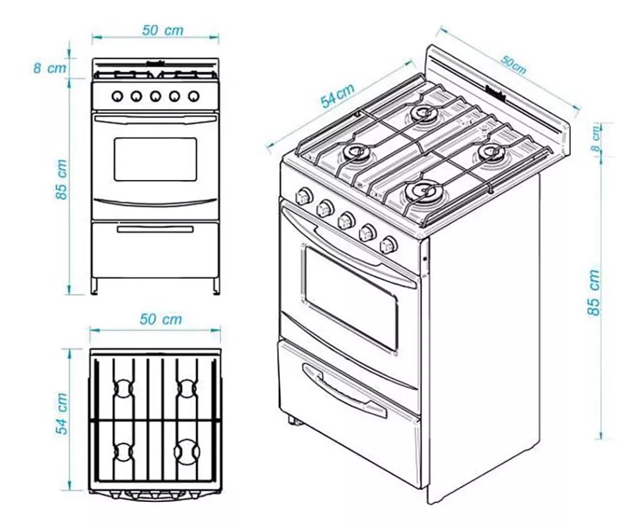 COCINA A GAS NATURALCANDOR  - 4 HORANALLAS 50 CM NEGRO - ESCORIAL [CAN51NN]