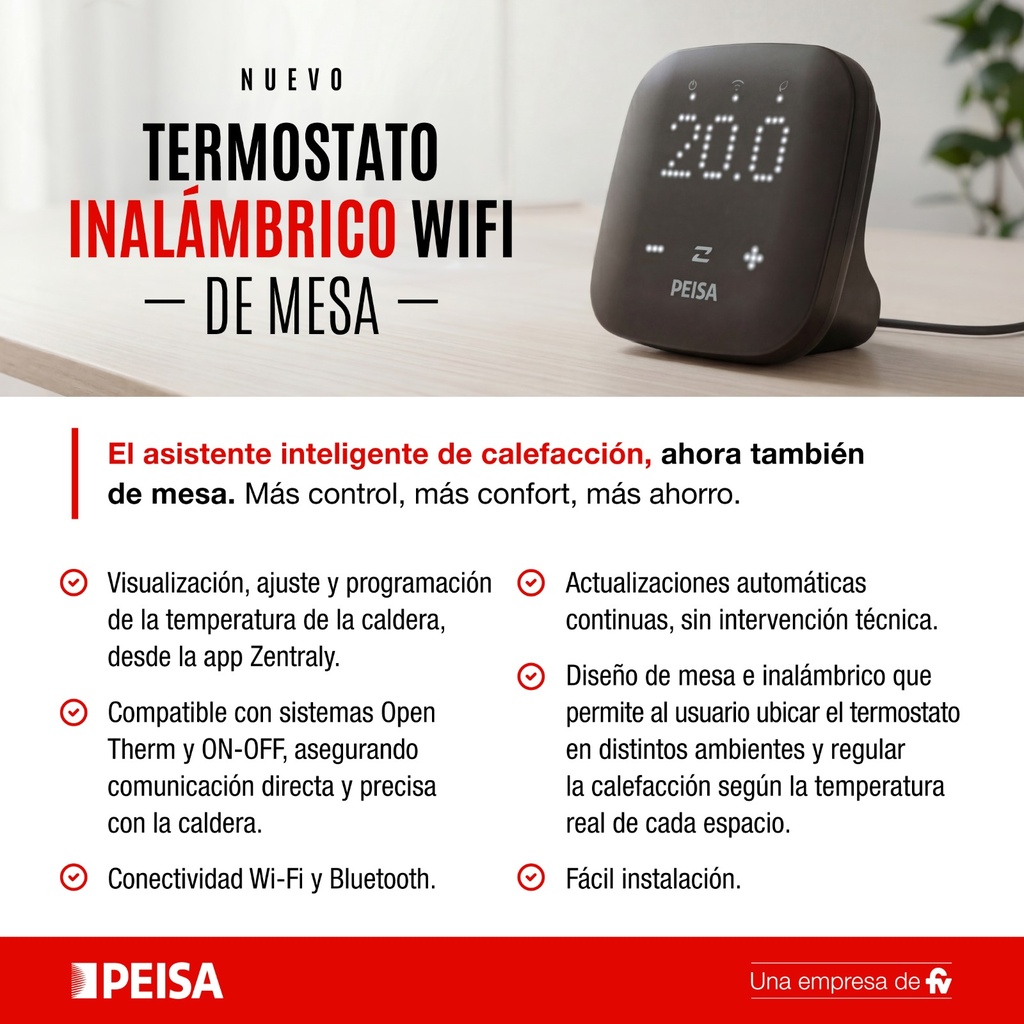 TERMOSTATO DE AMBIENTE DIGITAL INALAMBRICO WIFI DE MESA - PEISA [10000506]