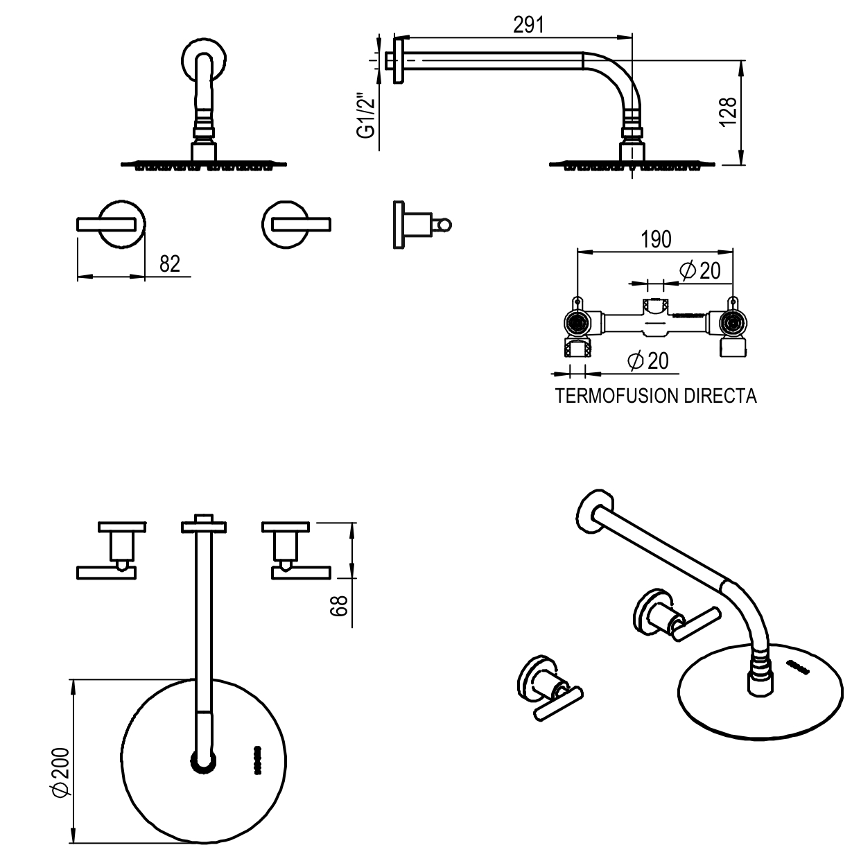 GRIFERIA BICOMANDO DUCHA SIN TRANSFERENCIA SUN LEVER CROMO HIDROMET – 10 AÑOS DE GARANTÍA [04509CRCR]