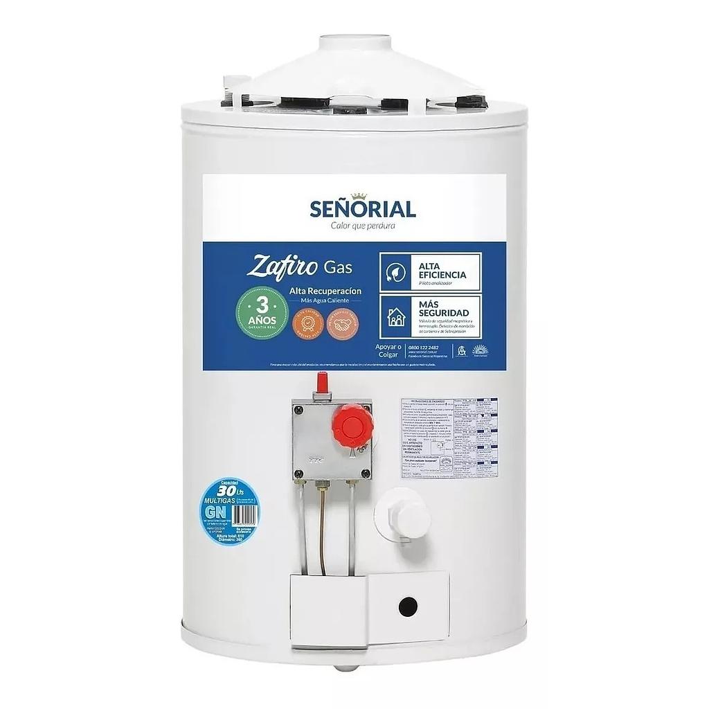 TERMOTANQUE MULTIGAS DE ALTA RECUPERACIÓN ZAFIRO 30l PARA COLGAR/APOYAR CONEXIÓN SUPERIOR/INFERIOR - SEÑORIAL [TSZ-30]