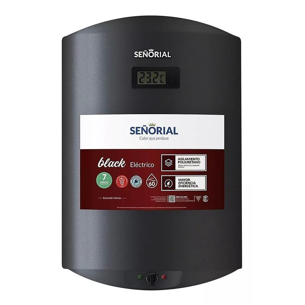 TERMOTANQUE ELÉCTRICO BLACK 60l 220v PARA COLGAR/APOYAR CONEXIÓN INFERIOR - SEÑORIAL [TSBE-60]