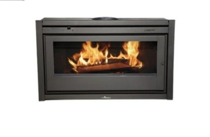 CALEFACTOR A LEÑA LISBOA 250000kcal - PUERTA FRONTAL CON VISOR SALIDA DE HUMO 8" 220m2 - TROMEN [01-000-077]