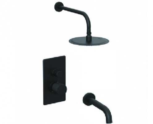 DUCHA EMBUTIDA MONOCOMANDO CON TRANSFERENCIA TEXTURE - NEGRO - HIDROMET [9803NEGR]