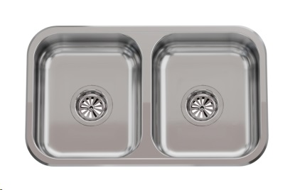 PILETA DOBLE CC 28 - SOPAPA 
AMERICANA -  ACERO 430 304 - JOHNSON [CC 28/18]