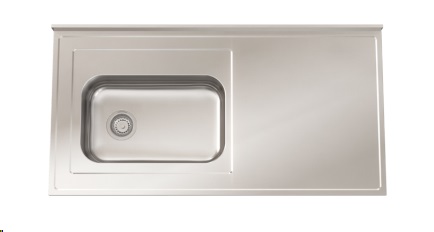 MESADA CON PILETA Z52 180CM- SOPAPA CESTILLO - ACERO 304  - JOHNSON [Mesada 180 con]