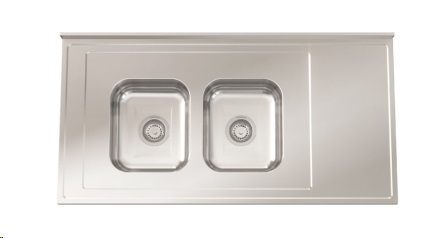 MESADA CON PILETA C28 120CM- SOPAPA
 CESTILLO ACERO - JOHONSON [Mesada 120 con]