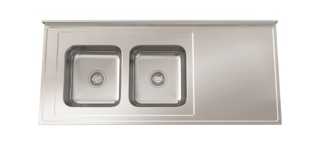 MESADA CON PILETA C37 200CM- SOPAPA
 CESTILLO ACERO - JOHONSON [Mesada 200 con]