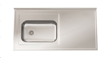 MESADA CON PILETA ZZ52 160CM- SOPAPA AMERICANA - ACERO 430  - JOHNSON [Mesada 160 con]