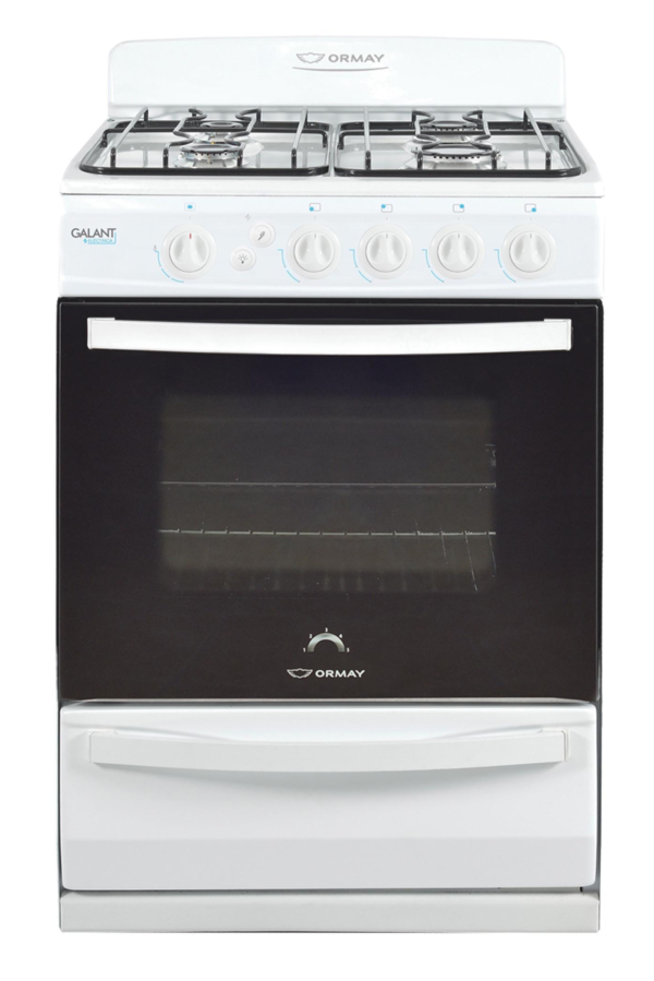 COCINA MULTIGAS 4 HORNALLAS CON REJILLAS DIVIDIDAS  - EFICIENCIA ENERGÉNITCA A+ - CRISTAL ESPEJADO - PARRILLA DESLIZANTE - LUZ - BLANCO - ORMAY [GALANT BL]