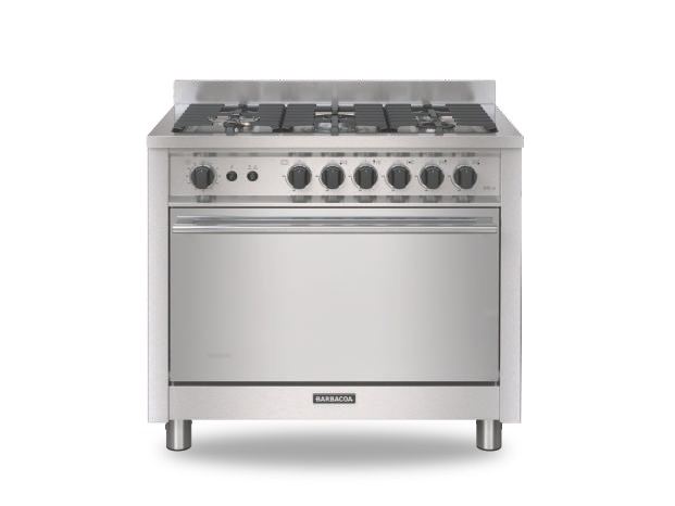 COCINA MULTIGAS 5 HORNALLAS - TRES NIVELES DE COCIÓN - VIDRIO DOBLE  TEMPLADO- REJILLAS DE FUNDICIÓN ESMALTADAS  - ORMAY [B-90 LE]