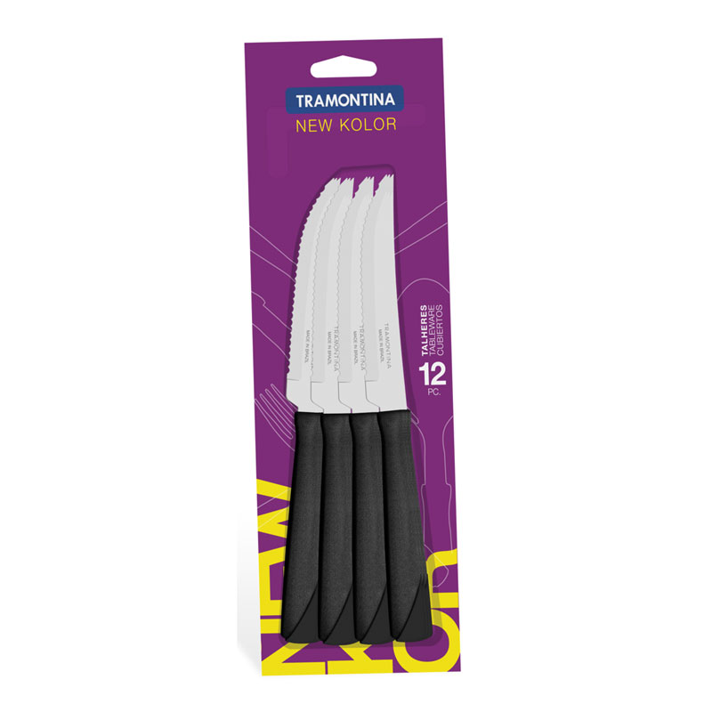 CUCHILLO DE MESA TRAMONTINA NEW KOLOR NEGRO CABO PLÁSTICO [23162/900]