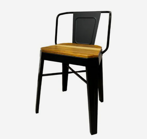 SILLA RUNKO - NEGRO CON MADERA - TROMEN [06-000-060]