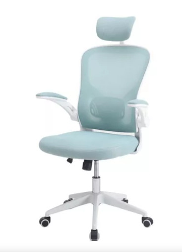 SILLA DE ESCRITORIO ERGONOMICA GIRATORIA CON SOPORTE LUMBAR - APOYA BRAZOS Y CABEZA - CELESTE