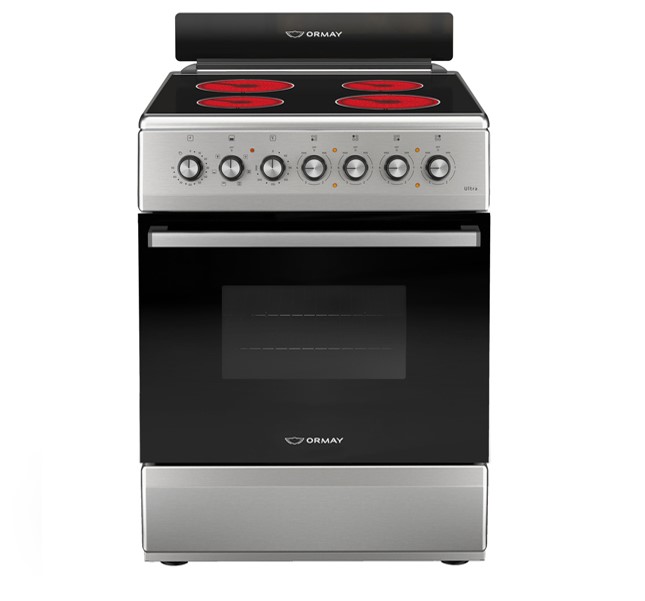 COCINA ELÉCTRICA 4 HORNALLAS - DOBLE VIDRIO EN PUERTA - EFICIENCIA ENERGÉNITCA A - ACERO INOXIDABLE - ORMAY [ULTRA ACERO]
