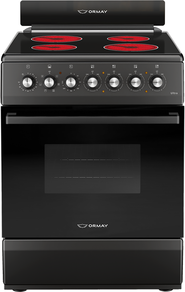 COCINA ELÉCTRICA 4 HORNALLAS - DOBLE VIDRIO EN PUERTA - EFICIENCIA ENERGÉNITCA A - NEGRO - ORMAY [ULTRA NEGRA]