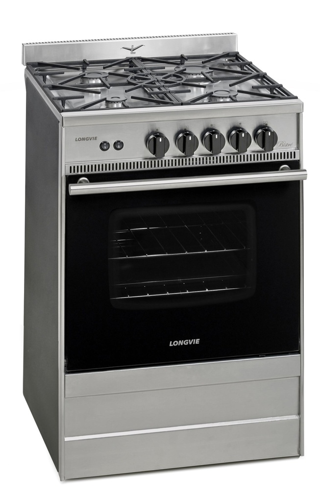 COCINA A GAS 56 CM LONGVIE BISTRÓ - ACERO INOXIDABLE CON REJAS DE HIERRO FUNDIDO [31501XS]