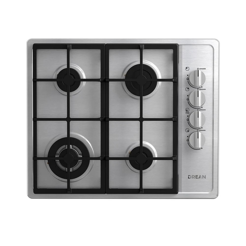 ANAFE A GAS 4 HORNALLAS 60CM CON TRIPLE RING - PARRILLA FUNDICIÓN - ACERO INOXIDABLE - DREAN [AGDR60EIA1]