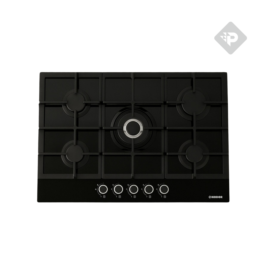 ANAFE A GAS VIDRIO TEMPLADO DE 5 ZONAS NEGRO DE 90cm - NODOR [GH9050GBK]