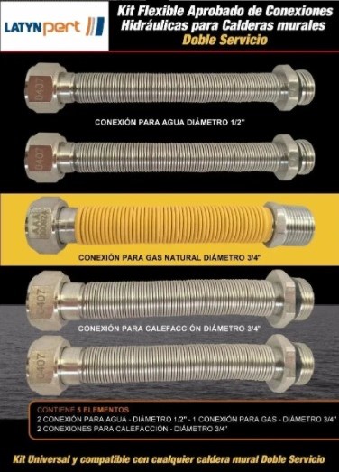 KIT FLEXIBLES CONEXIONES GAS Y AGUA DOBLE SERVICIO - LP