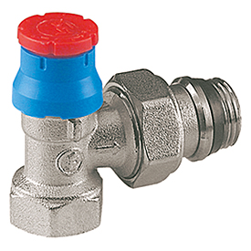 VÁLVULA TERMOSTATIZABLE A ESCUADRA CON PROTECCIÓN DE OBRA Y CON CONEXIÓN PARA TUBO DE HIERRO ½” COD R401X133 GIACOMINI