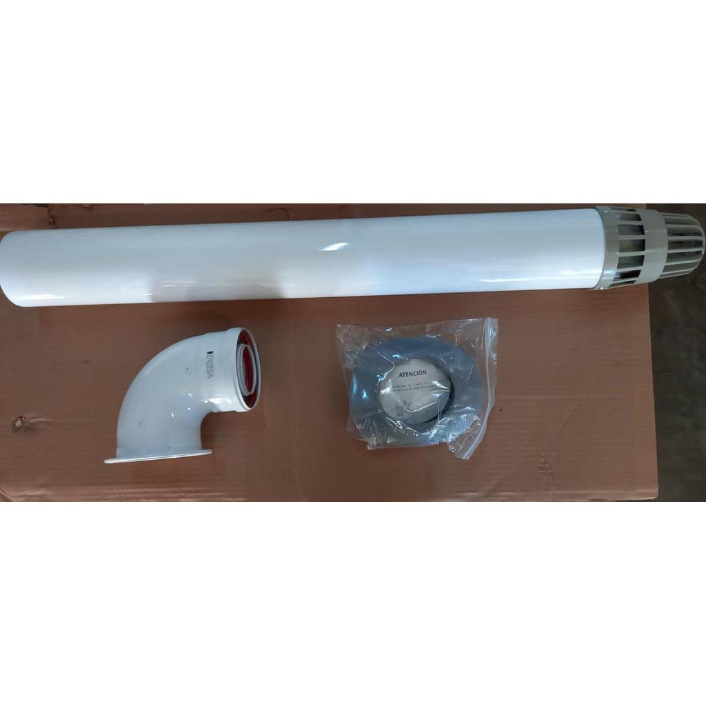KIT CODO Y TUBO COAXIAL 60/100 CON TERMINAL ANTIVIENTO PEISA