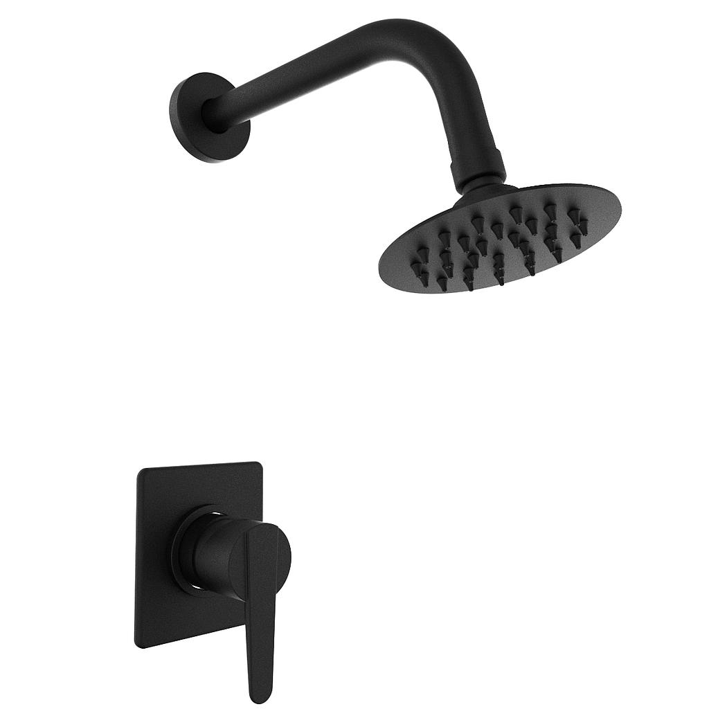 GRIFERIA DUCHA SIN TRANSFERENCIA EMBUTIR MONOCOMANDO FLAT HIDROMET - BLACK - 10 AÑOS DE GARANTIA [08404NEGR]