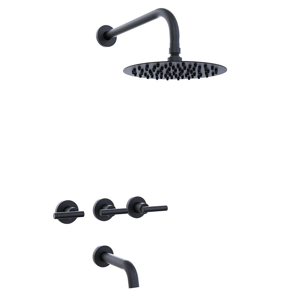 GRIFERIA DUCHA CON TRANSFERENCIA SUN LEVER HIDROMET - CROMO - 10 AÑOS DE GARANTIA [4508NEGR]