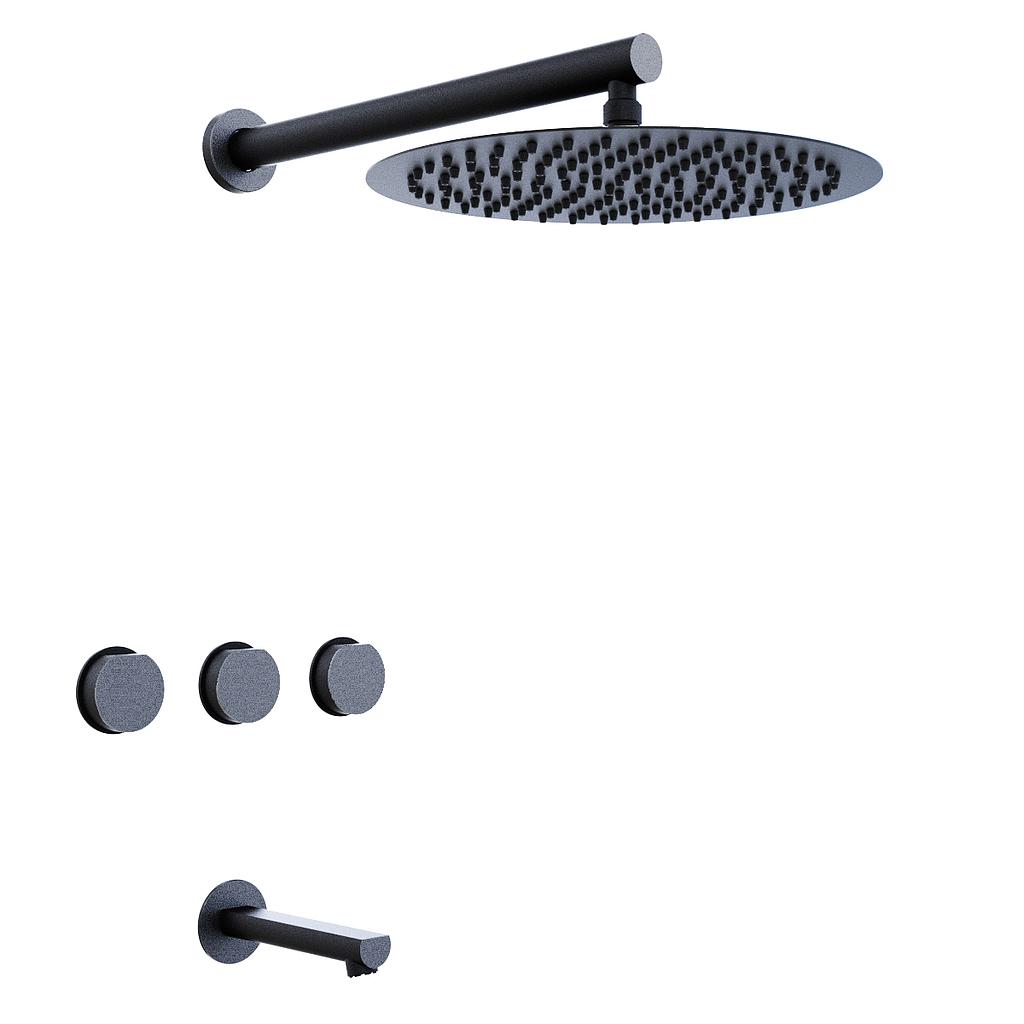 GRIFERIA BICOMANDO DUCHA CON TRANSFERENCIA LUXURY BLACK HIDROMET – 10 AÑOS DE GARANTÍA [15008NEGR]