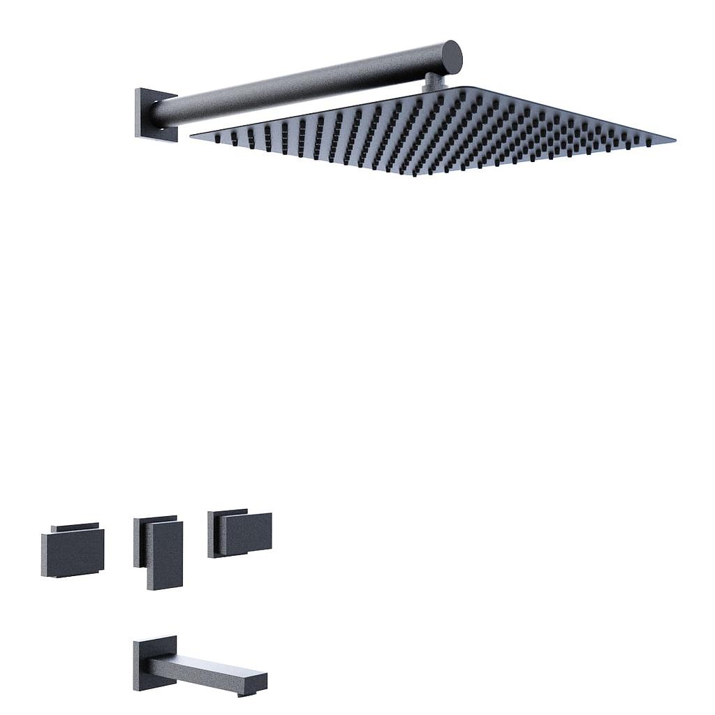 GRIFERIA BICOMANDO DUCHA CON TRANSFERENCIA BLOCK PLANE BLACK HIDROMET – 10 AÑOS DE GARANTÍA [34008NEGR]