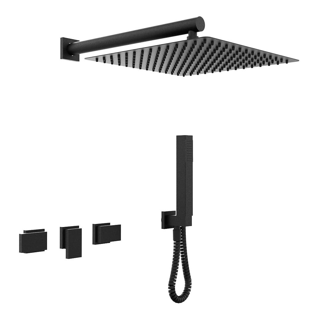 GRIFERIA BICOMANDO DUCHA 2 VIAS CON TRANSFERENCIA CON DUCHADOR BLOCK PLANE BLACK HIDROMET – 10 AÑOS DE GARANTÍA [34053NEGR]