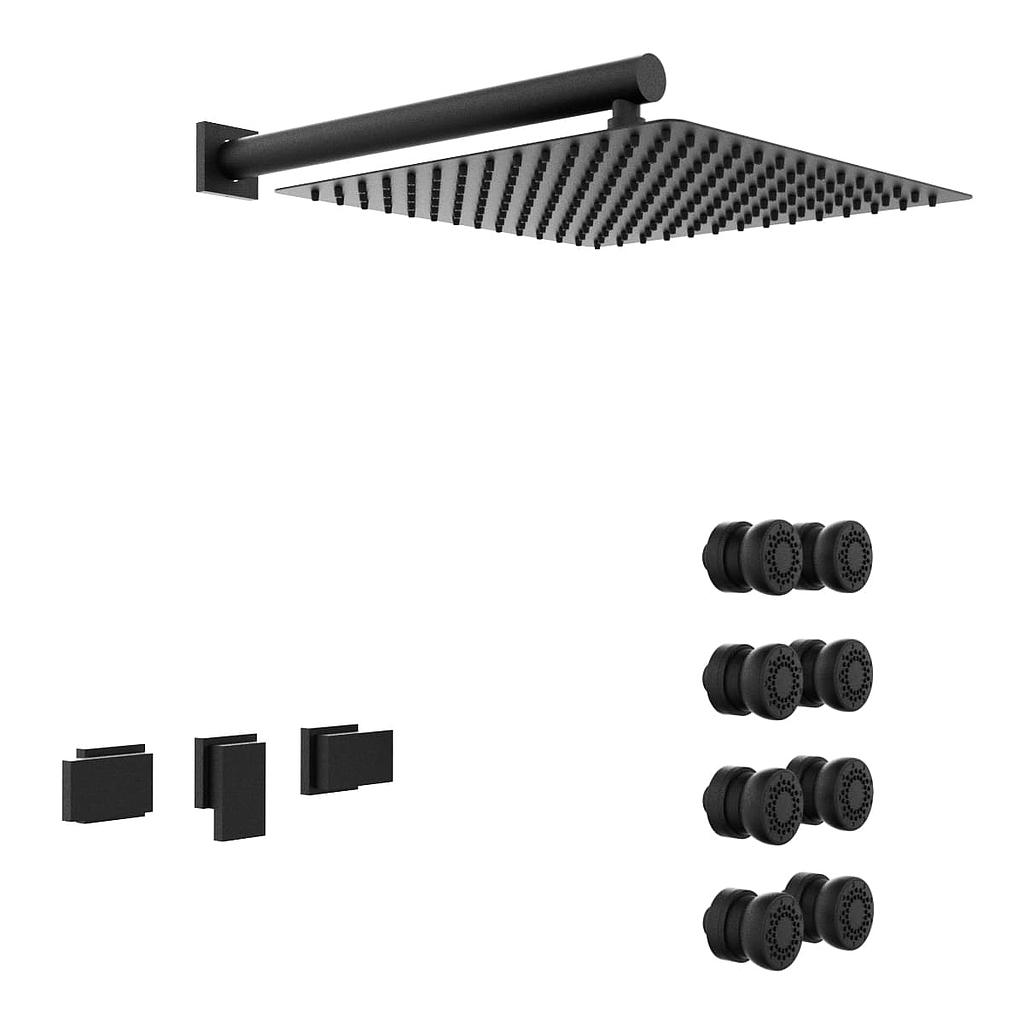 GRIFERIA BICOMANDO DUCHA 2 VIAS CON TRANSFERENCIA CON ESCOCESA BLOCK PLANE BLACK HIDROMET – 10 AÑOS DE GARANTÍA [34067NEGR]