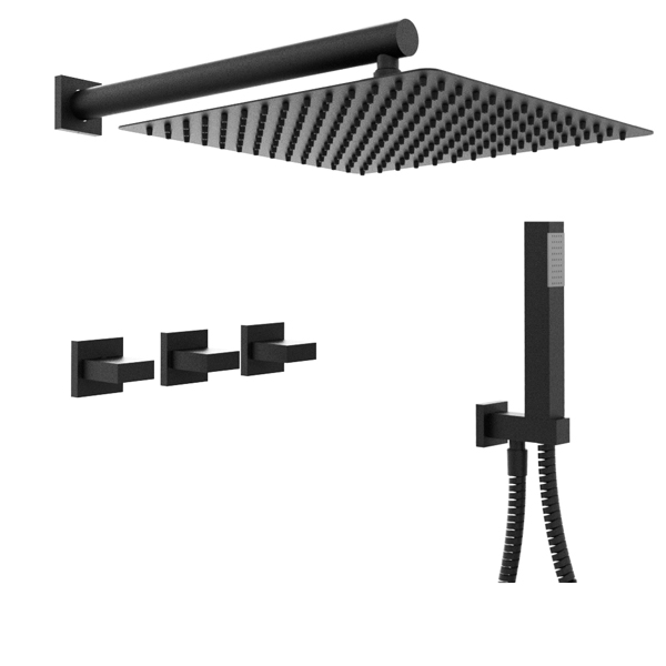 GRIFERÍA DUCHA 2 VIAS BICOMANDO CON TRANSFERENCIA Y DUCHADOR BLOCK UP NEGRO - HIDROMET - 10 AÑOS DE GARANTÍA [34063NEGR]