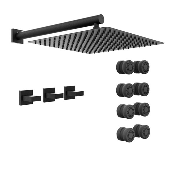 GRIFERÍA DUCHA 2 VIAS BICOMANDO CON TRANSFERENCIA Y ESCOCESA BLOCK UP NEGRO - HIDROMET - 10 AÑOS DE GARANTÍA [34057NEGR]