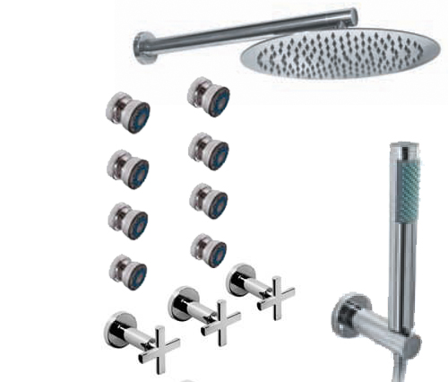 GRIFERIA BICOMANDO DUCHA CON TRANSFERENCIA 3 VIAS CON DUCHADOR CON ESCOCESA FLAT CRUZ CROMO HIDROMET – 10 AÑOS DE GARANTÍA [84146CRCR]