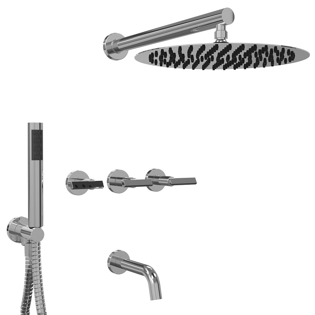 GRIFERIA BICOMANDO DUCHA CON TRANSFERENCIA 3 VIAS CON DUCHADOR FLAT LEVER CROMO HIDROMET – 10 AÑOS DE GARANTÍA [84110CRCR]