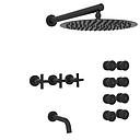 GRIFERIA BICOMANDO DUCHA CON TRANSFERENCIA 3 VIAS CON ESCOCESA FLAT CRUZ BLACK HIDROMET – 10 AÑOS DE GARANTÍA [84140NEGR]