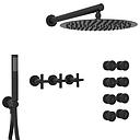 GRIFERIA BICOMANDO DUCHA CON TRANSFERENCIA 3 VIAS CON DUCHADOR CON ESCOCESA FLAT CRUZ BLACK HIDROMET – 10 AÑOS DE GARANTÍA [84146NEGR]