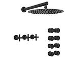 GRIFERIA BICOMANDO DUCHA CON TRANSFERENCIA 2 VIAS CON ESCOCESA FLAT CRUZ BLACK HIDROMET – 10 AÑOS DE GARANTÍA [84157NEGR]