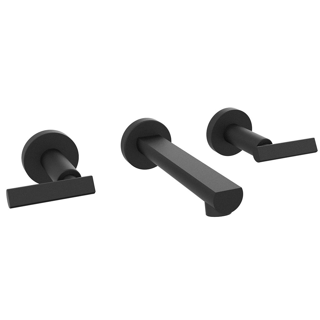 GRIFERÍA LAVATORIO DE PARED BICOMANDO FLAT LEVER NEGRO - HIDROMET - 10 AÑOS DE GARANTÍA [84190NEGR]