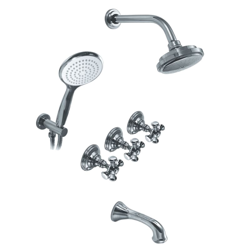 GRIFERIA BICOMANDO DUCHA 3 VIAS CON DUCHADOR BEVERLY CRUZ CROMO HIDROMET – 10 AÑOS DE GARANTÍA [00405CRCR]