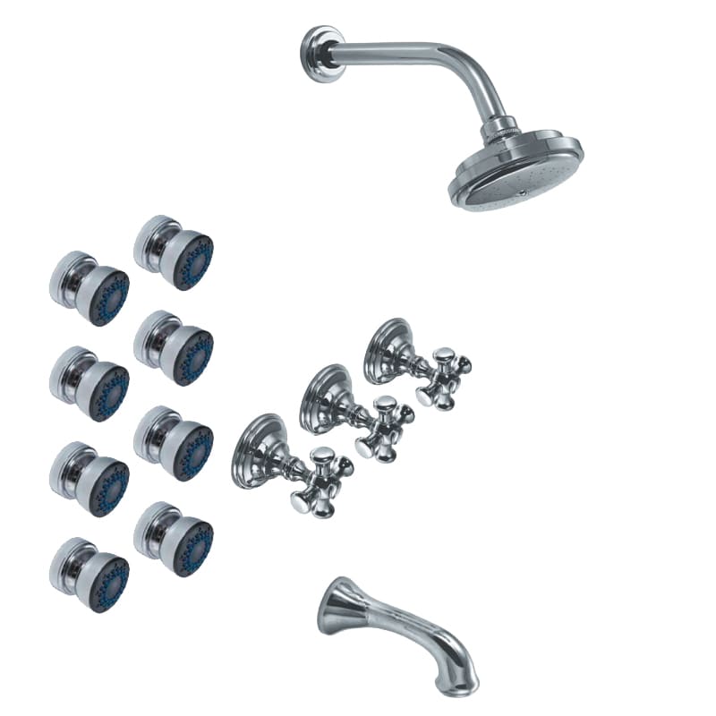 GRIFERIA BICOMANDO BAÑERA 3 VIAS CON DUCHADOR CON ESCOCESA BEVERLY CRUZ CROMO HIDROMET – 10 AÑOS DE GARANTÍA [00440CRCR]