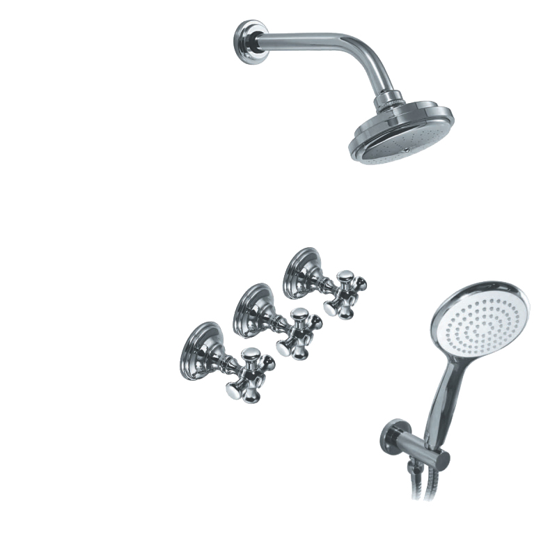 GRIFERIA BICOMANDO DUCHA 2 VIAS CON TRANSFERENCIA CON DUCHADOR BEVERLY CRUZ CROMO HIDROMET – 10 AÑOS DE GARANTÍA [00463CRCR]