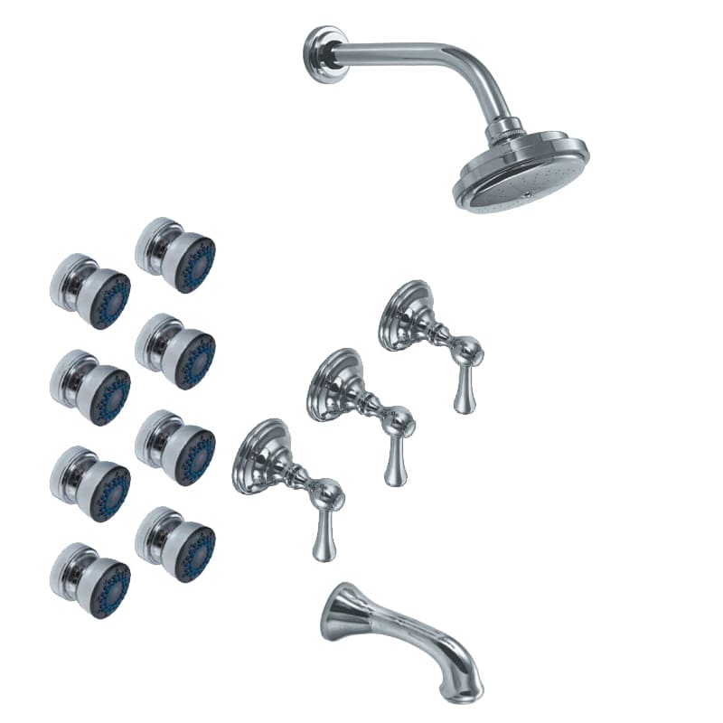 GRIFERÍA BAÑERA 3 VIAS BICOMANDO CON ESCOCESA Y DUCHADOR BAVERLY LEVER CROMO - HIDROMET - 10 AÑOS DE GARANTÍA [00445CRCR]