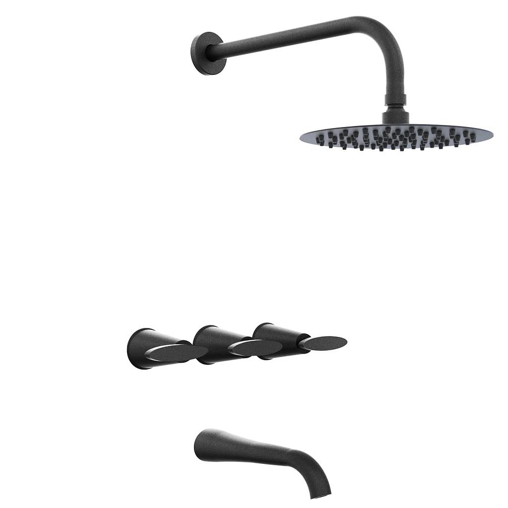 GRIFERIA BICOMANDO DUCHA CON TRANSFERENCIA MOON BLACK HIDROMET – 10 AÑOS DE GARANTÍA [2908NEGR]