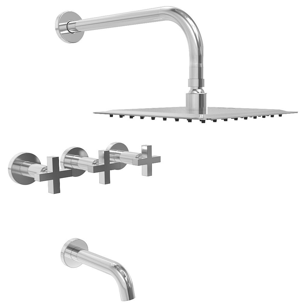 GRIFERÍA DUCHA BICOMANDO CON TRANSFERENCIA LOOK CRUZ CROMO - HIDROMET - 10 AÑOS DE GARANTÍA [31103CRCR]