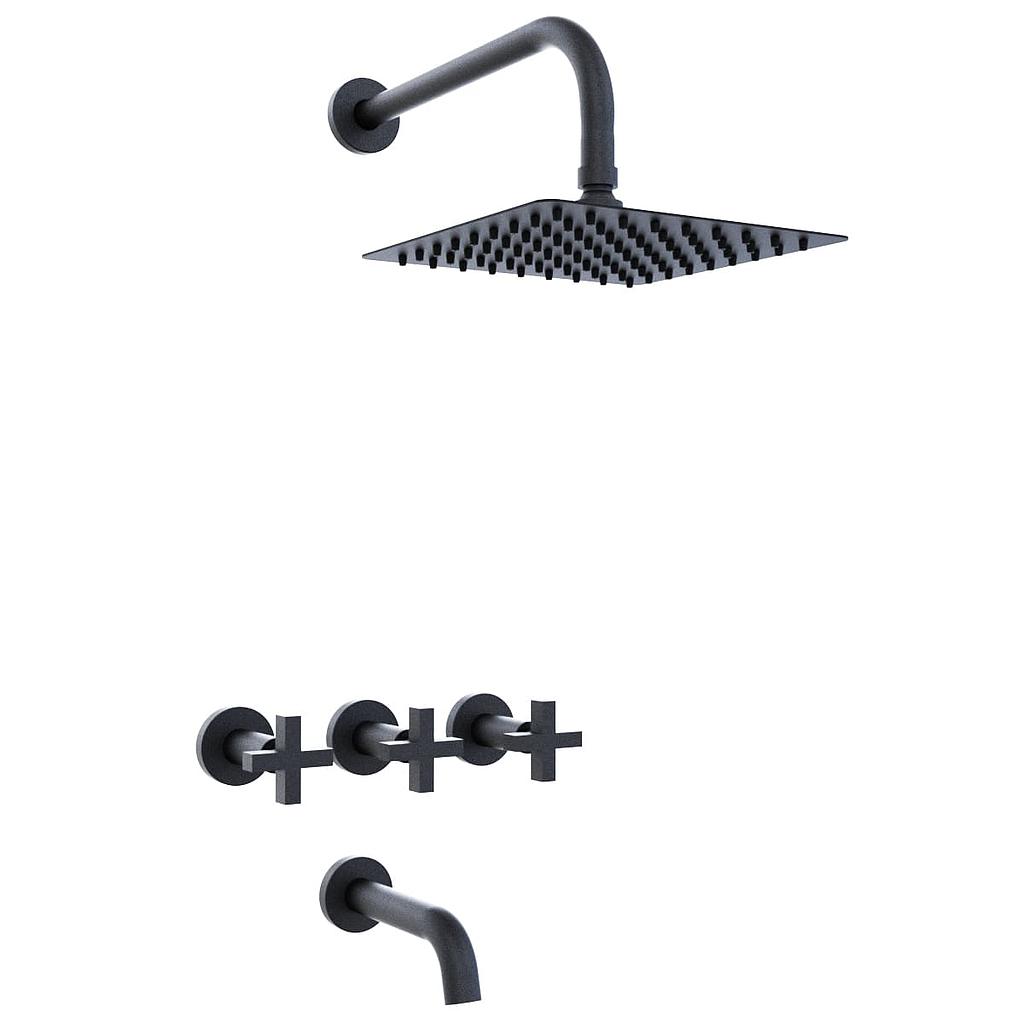 GRIFERIA BICOMANDO DUCHA CON TRANSFERENCIA LOOK CRUZ BLACK HIDROMET – 10 AÑOS DE GARANTÍA [31103NEGR]
