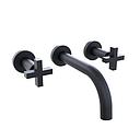 GRIFERÍA LAVATORIO DE PARED BICOMANDO LOOK CRUZ NEGRO - HIDROMET - 10 AÑOS DE GARANTÍA [31180NEGR]