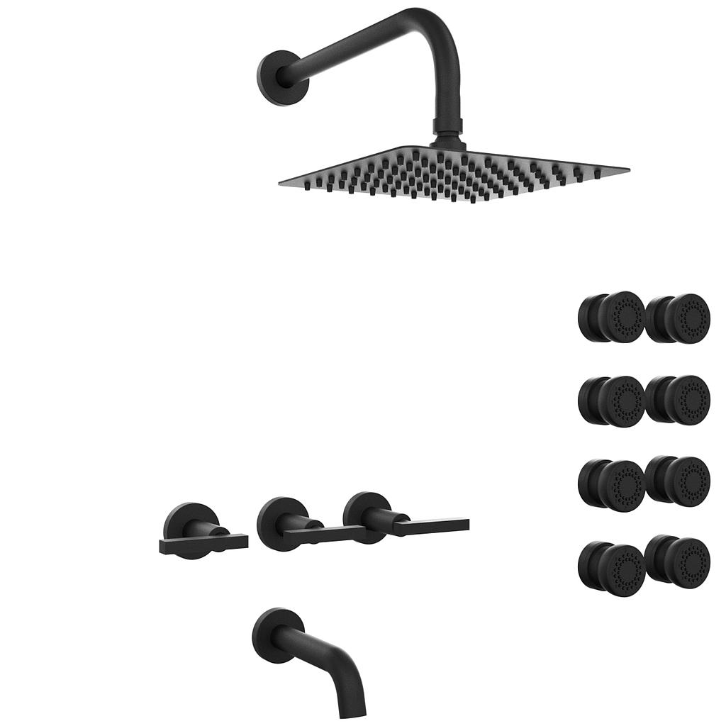 GRIFERIA BICOMANDO DUCHA 3 VIAS CON ESCOCESA LOOK LEVER BLACK HIDROMET – 10 AÑOS DE GARANTÍA [31145NEGR]